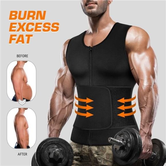 Men's WaistTrainer Sauna Suit Shirt,Gym&Exercise Compression Vest,Sweat-Boosting - Picture 3 of 7